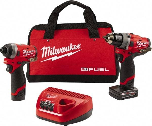 Milwaukee Tool - 12 Volt Cordless Tool Combination Kit - Includes 1/2" Compact Drill/Driver & 1/4" Hex Impact Driver, Lithium-Ion Battery Included - Best Tool & Supply