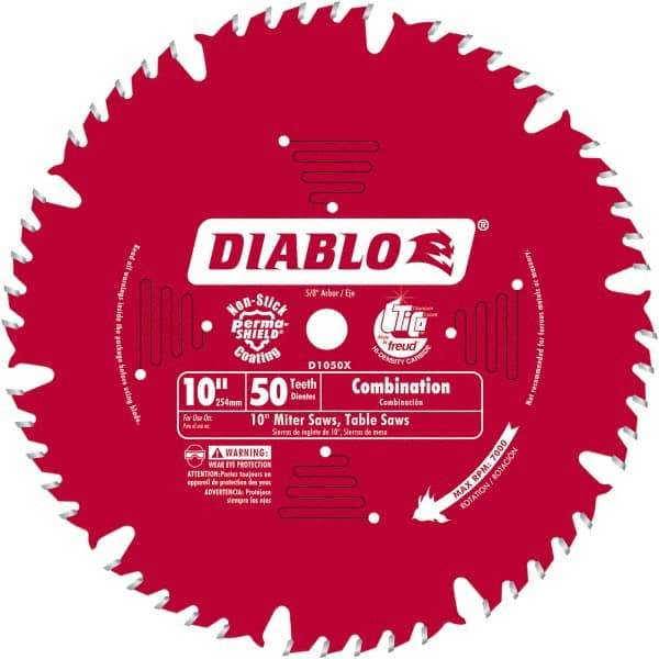 Freud - 10" Blade Diam, 50 Teeth, Carbide-Tipped Cold Saw Blade - 1" Arbor Hole Diam, 0.071" Blade Thickness - Best Tool & Supply