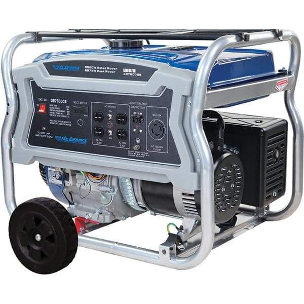 PRO-SOURCE - 6 hr Full Load Time, 5.5 kW, Pull Start, Gasoline Portable Power Generator - 6.6 Gal Tank, 31-1/2" Long x 21.9" Wide x 23.2" Deep, 420 cc Engine - Best Tool & Supply