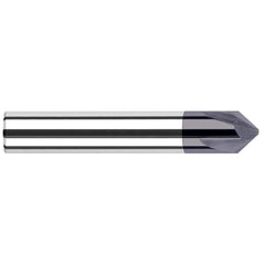 Chamfer Mill: 0.375″ Dia, 4 Flutes, Solid Carbide 2-1/2″ OAL, 3″ Shank Dia, AlTiN Coated