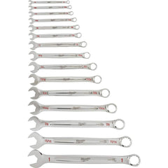 Combination Wrench Set: 15 Pc, Inch Chrome-Plated