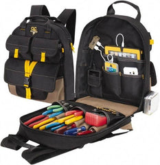 CLC - 23 Pocket Black & Khaki Polyester Backpack Tool Bag - 14" Wide x 6" Deep x 18-3/4" High - Best Tool & Supply