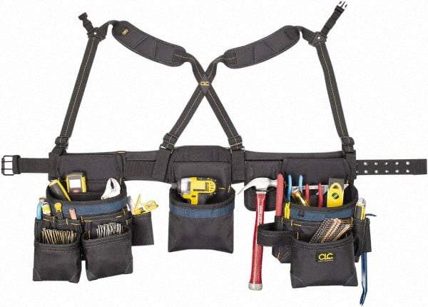 CLC - 29 to 46" Waist Tool Rig - 28 Pocket, Black/Blue, Polyester - Best Tool & Supply