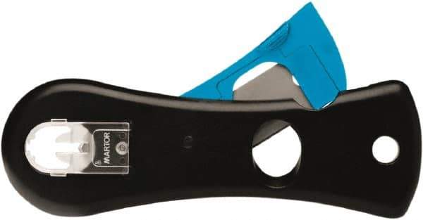 Martor USA - Recessed/Hook Blade Safety Utility Knife - 1.53" Blade, Black & Blue Polycarbonate Handle, 1 Blade Included - Best Tool & Supply