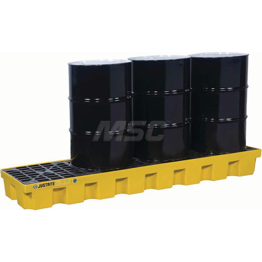 Justrite - Spill Pallets, Platforms, Sumps & Basins; Type: EcoPolyBlend? Spill Control Pallets ; Number of Drums: 4 ; Sump Capacity (Gal.): 75.00 ; Load Capacity (Lb.): 5000.000 ; Material: Polyethylene ; Height (Inch): 9 - Exact Industrial Supply