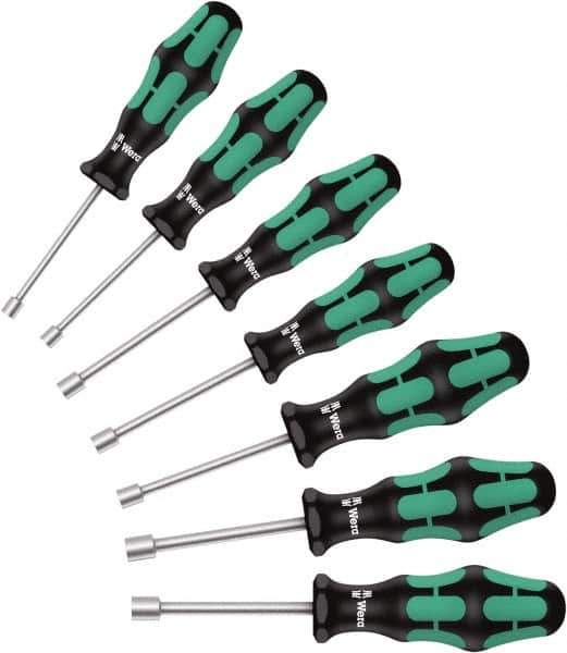 Wera - 7 Piece, 5 to 13mm Nut Driver Set - Hollow Shaft, Ergonomic Handle - Best Tool & Supply