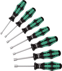 Wera - 7 Piece, 5 to 13mm Nut Driver Set - Hollow Shaft, Ergonomic Handle - Best Tool & Supply