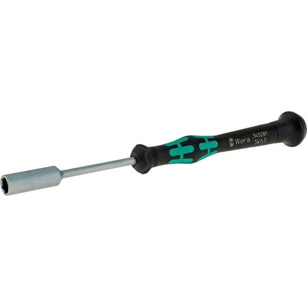 Wera - 6mm Solid Shaft Precision Nutdriver - Cushion Grip Handle, 6-1/4" OAL - Best Tool & Supply