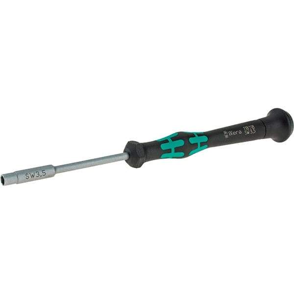 Wera - 3.5mm Solid Shaft Precision Nutdriver - Cushion Grip Handle, 6-1/4" OAL - Best Tool & Supply