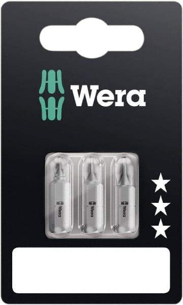 Wera - 3 Piece, 1/4" Drive Screwdriver Bit Set - #1, #2 & #3 Phillips - Best Tool & Supply