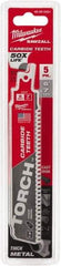 Milwaukee Tool - 6" Long x 1" Thick, Carbide Reciprocating Saw Blade - Straight Profile, 7 TPI, Toothed Edge, Universal Shank - Best Tool & Supply