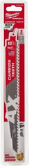 Milwaukee Tool - 9" Long x 1" Thick, Carbide Reciprocating Saw Blade - Tapered Profile, 6 TPI, Toothed Edge, Universal Shank - Best Tool & Supply