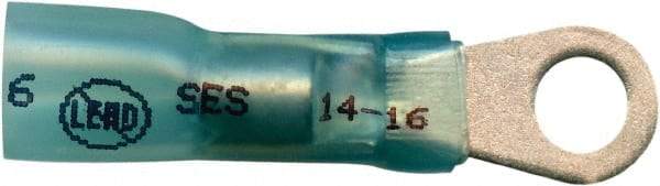 Made in USA - 16-14 AWG Partially Insulated Solder Connection Closed Eyelet Ring Terminal - #10 Stud, 1-1/4" OAL x 0.35" Wide, Tin Plated Copper Contact - Best Tool & Supply