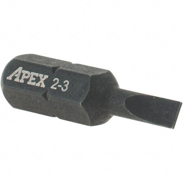 Apex - 0.132" Blade Width, 1/4" Drive, Slotted Screwdriver Bit - 1" OAL - Best Tool & Supply