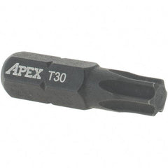 Apex - 1/4" Drive T30 Torx Screwdriver Bit - 1" OAL, Insert Bit - Best Tool & Supply