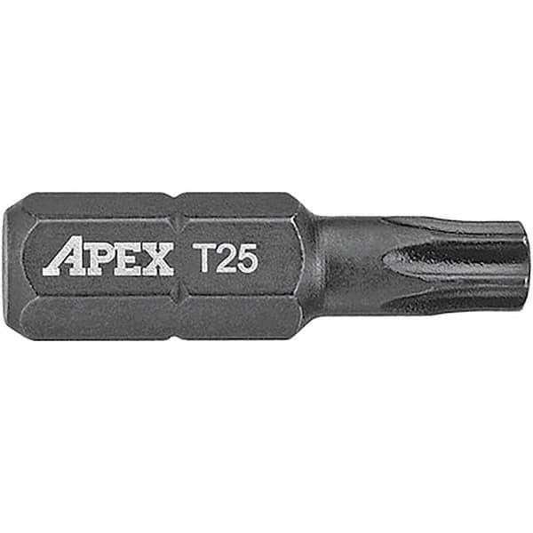 Apex - 1/4" Drive T25 Torx Screwdriver Bit - 1" OAL, Insert Bit - Best Tool & Supply