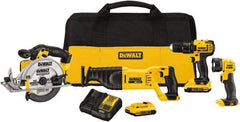 DeWALT - 20 Volt Cordless Tool Combination Kit - Includes 1/2" Drill/Driver, Reciprocating Saw, 6-1/2 Circular Saw & LED Worklight, Lithium-Ion Battery Included - Best Tool & Supply