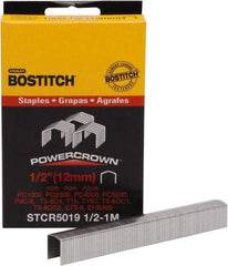 Stanley Bostitch - 1/2" Long x 7/16" Wide, 24 Gauge Crowned Construction Staple - Steel, Chisel Point - Best Tool & Supply