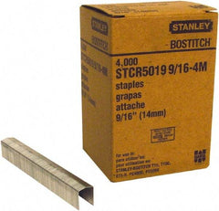 Stanley Bostitch - 9/16" Long x 7/16" Wide, 18 Gauge Crowned Construction Staple - Steel, Chisel Point - Best Tool & Supply