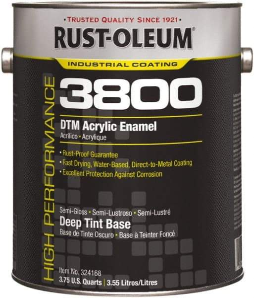 Rust-Oleum - 1 Gal Deep Tint Base Semi Gloss Finish Acrylic Enamel Paint - 150 to 270 Sq Ft per Gal, Interior/Exterior, Direct to Metal - Best Tool & Supply