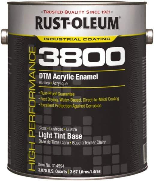 Rust-Oleum - 1 Gal Light Tint Base Gloss Finish Acrylic Enamel Paint - 150 to 270 Sq Ft per Gal, Interior/Exterior, Direct to Metal - Best Tool & Supply