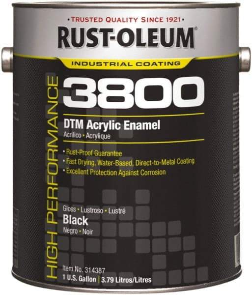 Rust-Oleum - 1 Gal Black Gloss Finish Acrylic Enamel Paint - 150 to 270 Sq Ft per Gal, Interior/Exterior, Direct to Metal - Best Tool & Supply