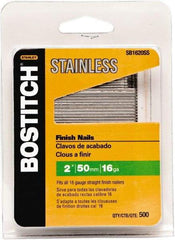 Stanley Bostitch - 16 Gauge 1/16" Shank Diam 2" Long Finishing Nails for Power Nailers - Stainless Steel, Smooth Shank, Straight Stick Adhesive Collation, Round Head, Chisel Point - Best Tool & Supply