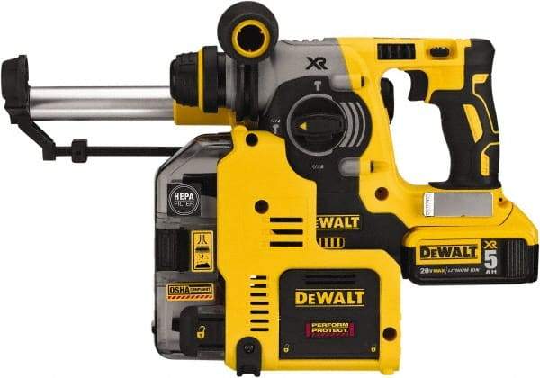 DeWALT - 20 Volt 1" Keyless Chuck Cordless Rotary Hammer - 0 to 4,600 BPM, 0 to 1,100 RPM, Reversible - Best Tool & Supply