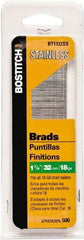 Stanley Bostitch - 18 Gauge 0.05" Shank Diam 1-1/4" Long Brad Nails for Power Nailers - Steel, Bright Finish, Ring Shank, Straight Stick Adhesive Collation, Brad Head, Chisel Point - Best Tool & Supply