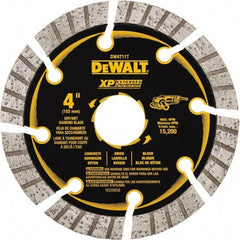 DeWALT - 4" Diam, 7/8" Arbor Hole Diam, 8 Tooth Wet & Dry Cut Saw Blade - Diamond Matrix, Fast Cutting Action, Standard Round Arbor - Best Tool & Supply