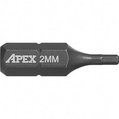 Apex - 2mm Hex Screwdriver Bit - 1/4" Drive, 1" OAL - Best Tool & Supply