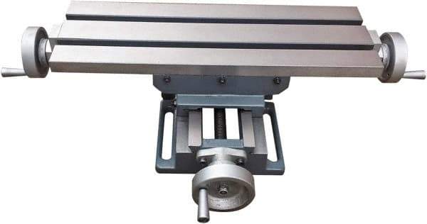 Interstate - 6-1/8" Table Width x 18-5/8" Table Length, 9" Cross Travel x 13" Longitudinal Travel, Slide Machining Table - 5.28" Overall Height, Two 1/2" Longitudinal T Slots - Best Tool & Supply