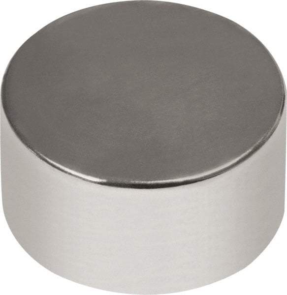 Mag-Mate - 3/8" Diam x 1/4" High Neodymium Rare Earth Magnet - 6.86 Lb Max Capacity, 180°F Max, Nickel Plated - Best Tool & Supply