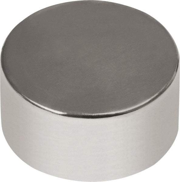 Mag-Mate - 1/4" Diam x 1/8" High Neodymium Rare Earth Magnet - 2.3 Lb Max Capacity, 180°F Max, Nickel Plated - Best Tool & Supply