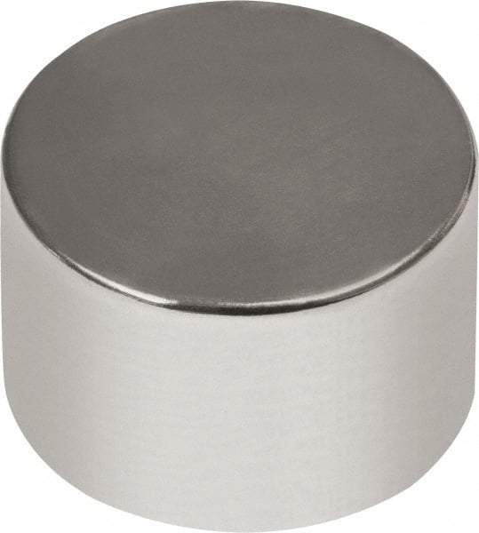 Mag-Mate - 1/4" Diam x 13/64" High Neodymium Rare Earth Magnet - 3.07 Lb Max Capacity, 180°F Max, Nickel Plated - Best Tool & Supply