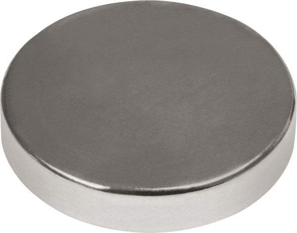 Mag-Mate - 1/2" Diam x 1/8" High Neodymium Rare Earth Magnet - 7.7 Lb Max Capacity, 180°F Max, Nickel Plated - Best Tool & Supply