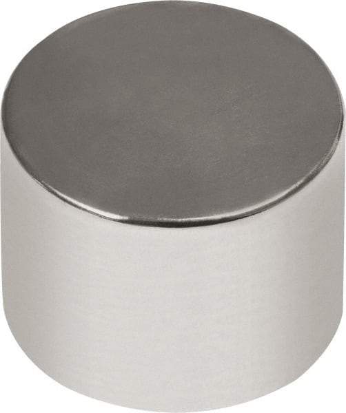 Mag-Mate - 1/2" Diam x 1/2" High Neodymium Rare Earth Magnet - 14.66 Lb Max Capacity, 180°F Max, Nickel Plated - Best Tool & Supply