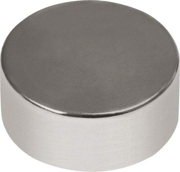 Mag-Mate - 1/2" Diam x 13/64" High Neodymium Rare Earth Magnet - 9.49 Lb Max Capacity, 180°F Max, Nickel Plated - Best Tool & Supply