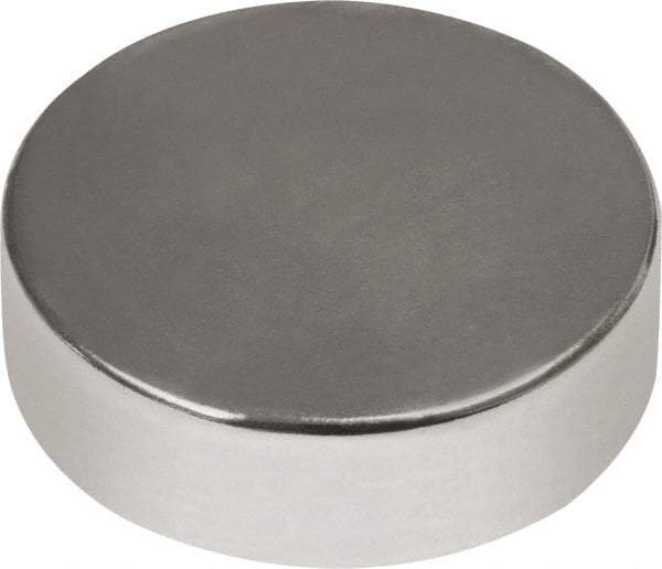 Mag-Mate - 1/2" Diam x 1/8" High Neodymium Rare Earth Magnet - 6.08 Lb Max Capacity, 180°F Max, Nickel Plated - Best Tool & Supply