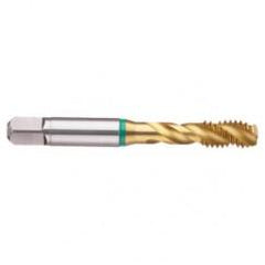 2-56 2B 3-Flute Cobalt Green Ring Semi-Bottoming 40 degree Spiral Flute Tap-TiN - Best Tool & Supply