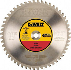 DeWALT - 10" Diam, 5/8" Arbor Hole Diam, 52 Tooth Wet & Dry Cut Saw Blade - Steel, Crosscutting Action, Standard Round Arbor - Best Tool & Supply