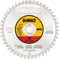 DeWALT - 6-1/2" Diam, 5/8" Arbor Hole Diam, 48 Tooth Wet & Dry Cut Saw Blade - Steel, Crosscutting Action, Standard Round Arbor - Best Tool & Supply