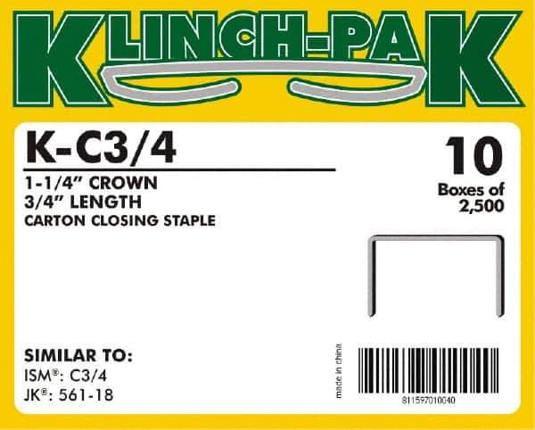 Klinch-Pak - 3/4" Long x 1-1/4" Wide, 0 Gauge Wide Crown Construction Staple - Steel, Copper Finish, Chisel Point - Best Tool & Supply