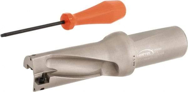 Hertel - 3" Max Drill Depth, 2xD, 1-1/2" Diam, Indexable Insert Drill - 2 Inserts, 1-1/2" Shank Diam, Straight Shank - Best Tool & Supply