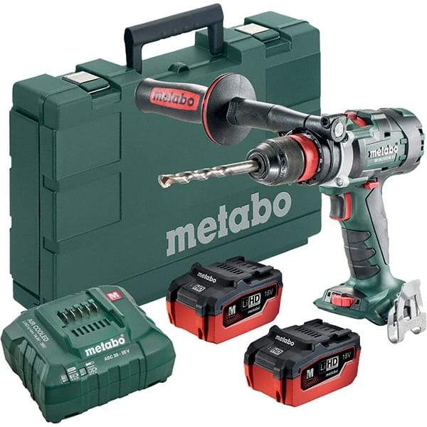 Metabo - 18 Volt 1/2" Chuck Pistol Grip Handle Cordless Drill - 0-500 & 0-2050 & 3800 RPM, Keyless Chuck, Reversible, 2 Lithium-Ion Batteries Included - Best Tool & Supply