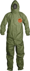 Dupont - Size 2XL Hazmat Chemical Resistant General Purpose Coveralls - Green, Zipper Closure, Elastic Cuffs, Elastic Ankles, Taped Seams - Best Tool & Supply