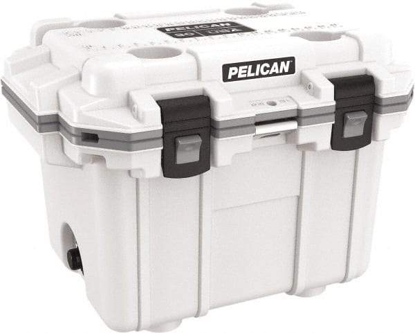 Pelican Products, Inc. - 30 Qt Cooler - Polypropylene, White/Gray - Best Tool & Supply