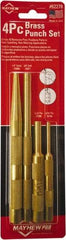 Mayhew - 4 Piece, 3/16 to 3/8", Assorted Brass Punch Kit - Round Shank, Brass, Comes in Carded - Best Tool & Supply