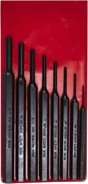 Mayhew - 8 Piece, 1/16 to 5/16", Pro Pin Punch Kit - Round Shank, Steel, Comes in Pouch - Best Tool & Supply