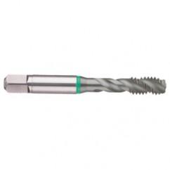 M10x1.5 6H 3-Flute Cobalt Green Ring Semi-Bottoming 40 degree Spiral Flute Tap-TiCN - Best Tool & Supply